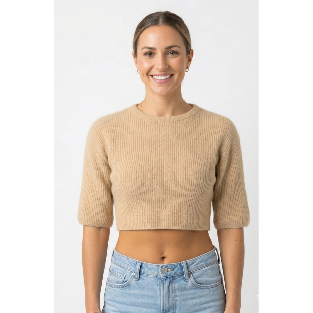 Vintage Loubella Made in Italy Angora Wool Blend Ribbed Sweater‎ Short Sleeve S